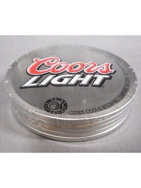 Set of 5 Genuine COORS LIGHT Coasters w/ sSteel & Cork - New - Golden, Colorado